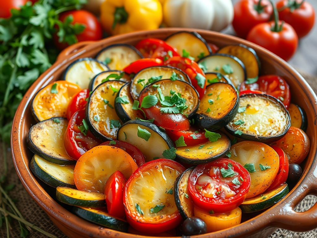 prato de ratatouille colorido