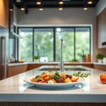 prato em uma cozinha moderna.