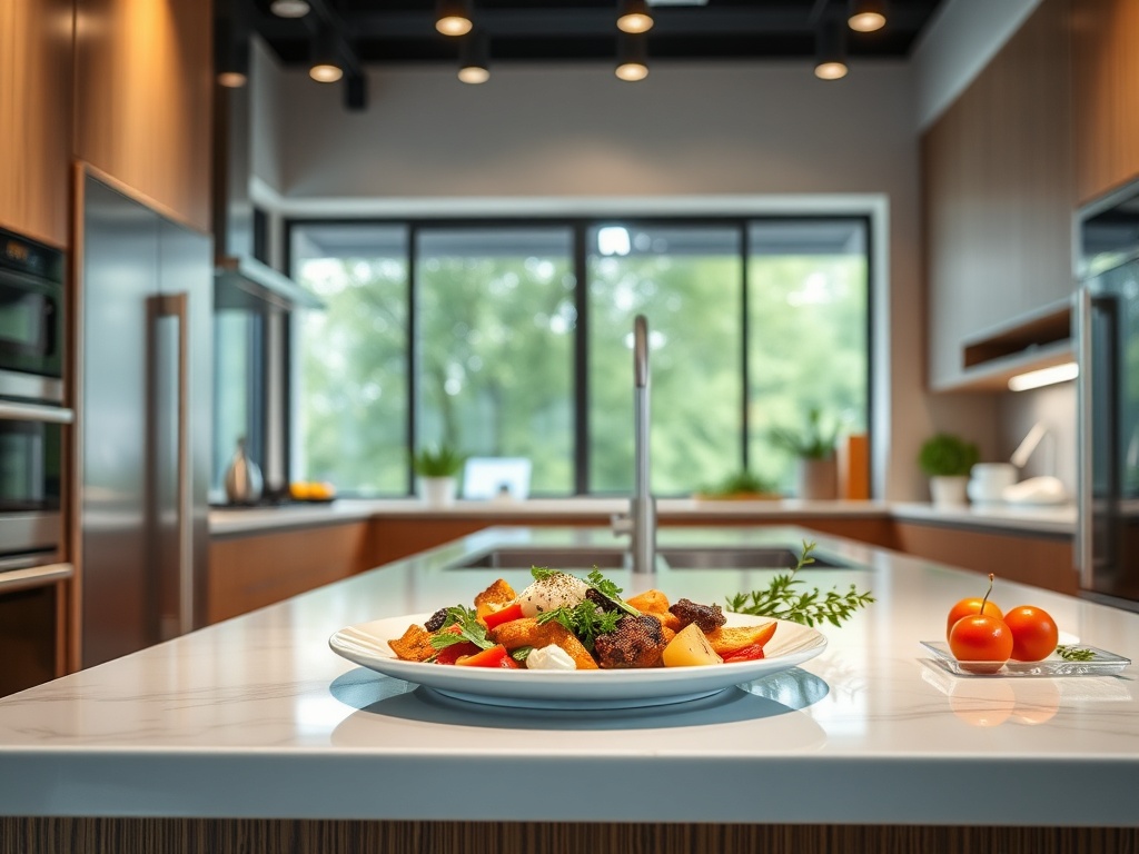 prato em uma cozinha moderna.
