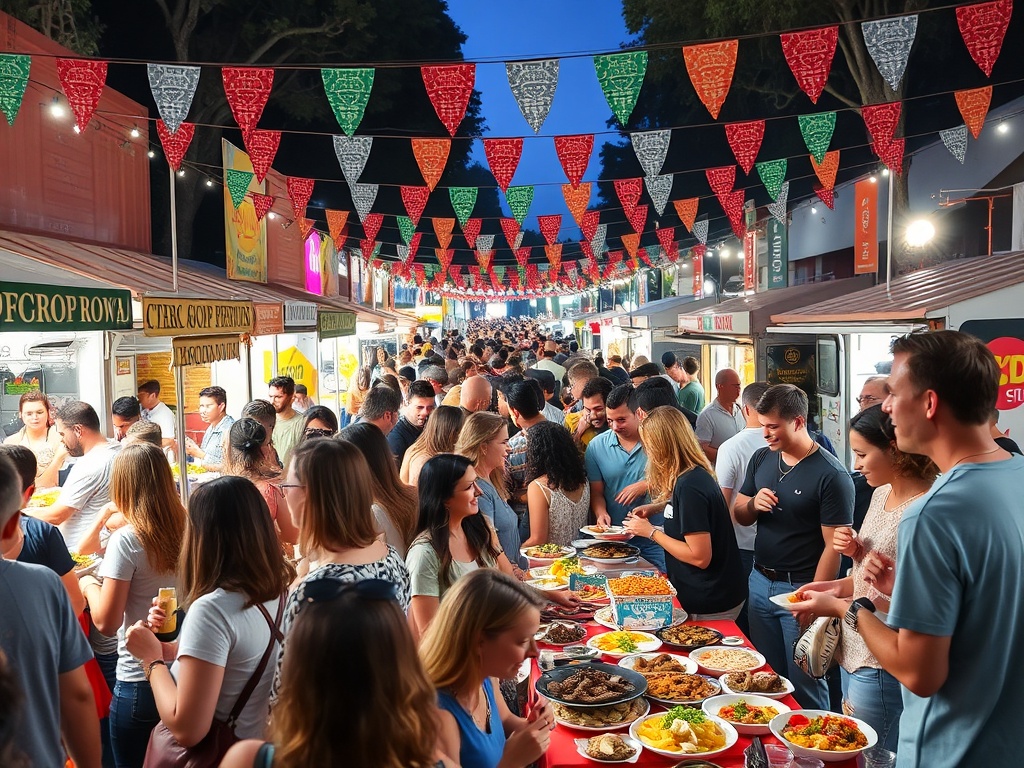 público apreciando pratos em festival gastronômico