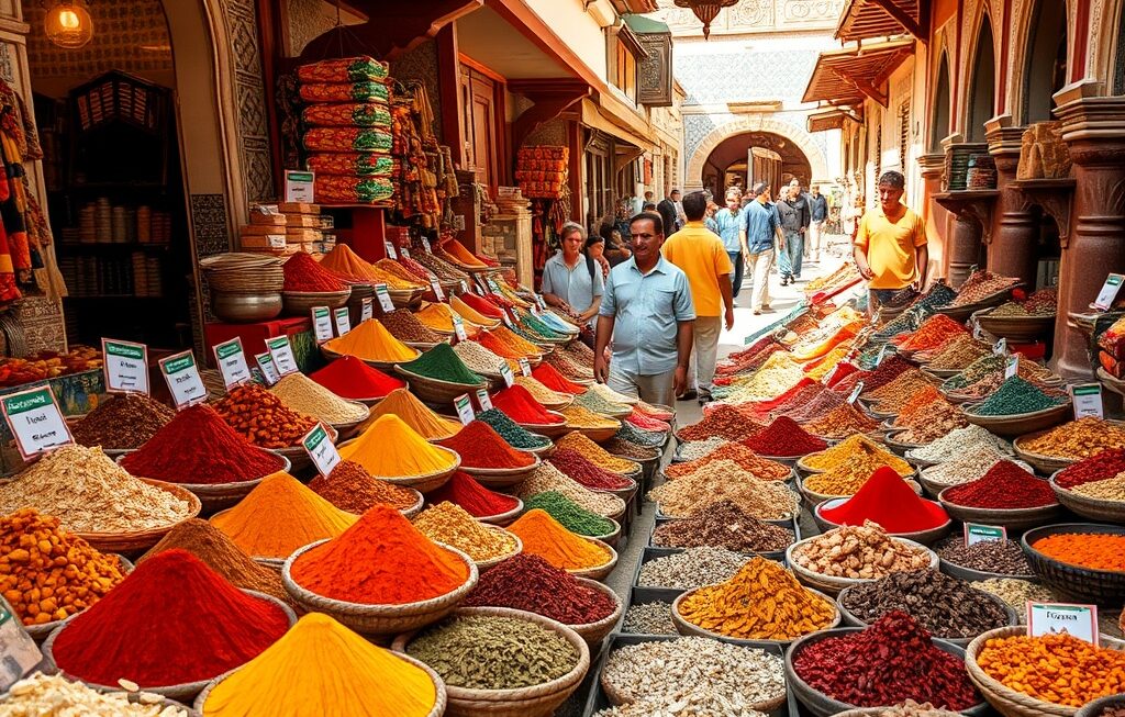 Mercado de especiarias no Marrocos