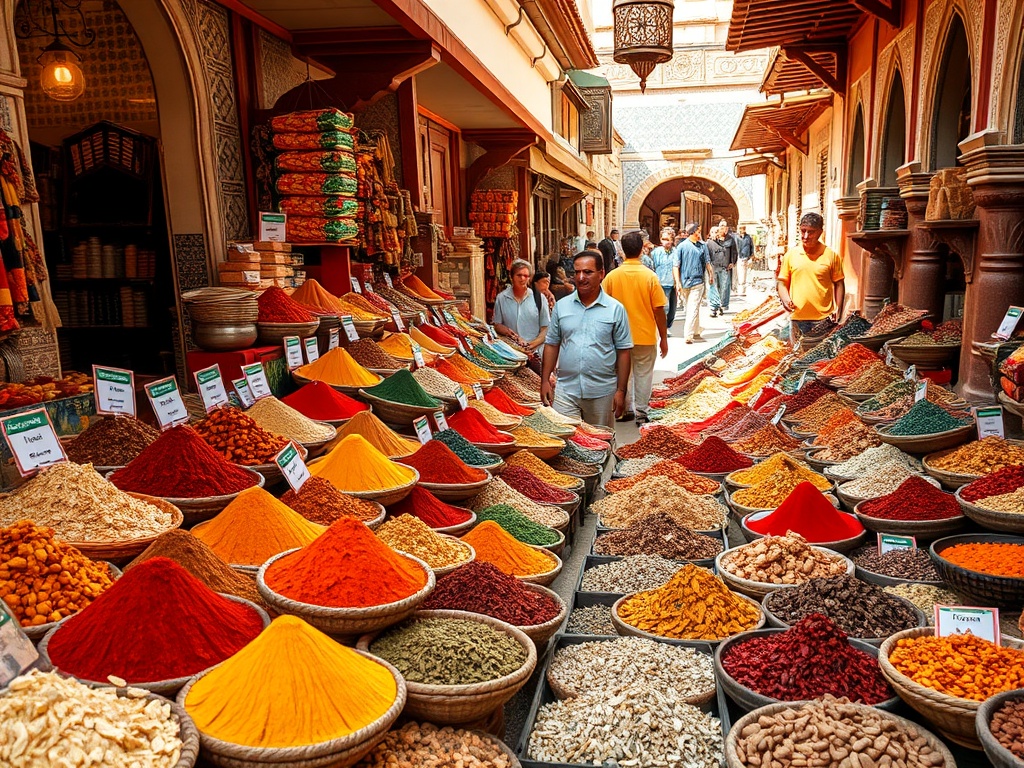 Mercado de especiarias no Marrocos