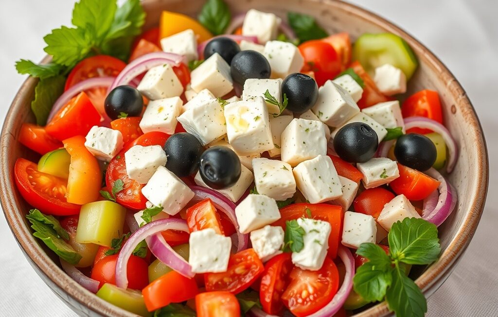 Salada grega com queijo feta