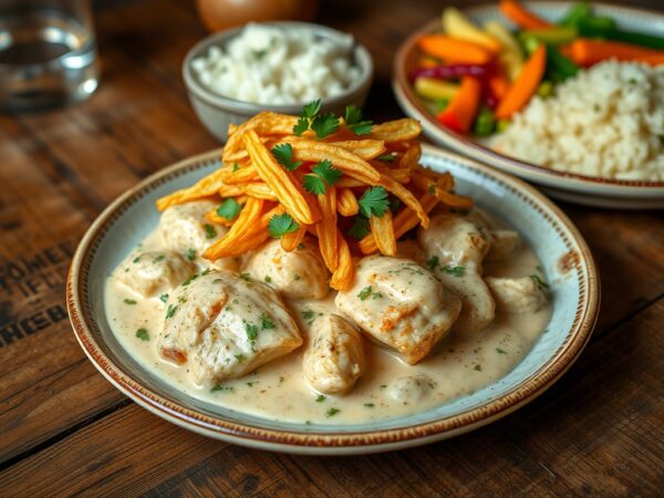 Fricassê de frango cremoso e fácil de fazer