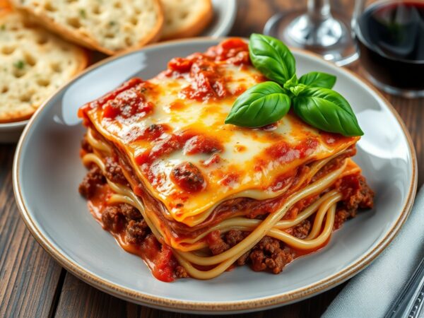 Lasanha de carne moída simples e suculenta