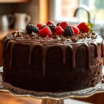 Bolo de chocolate fofinho pronto para servir