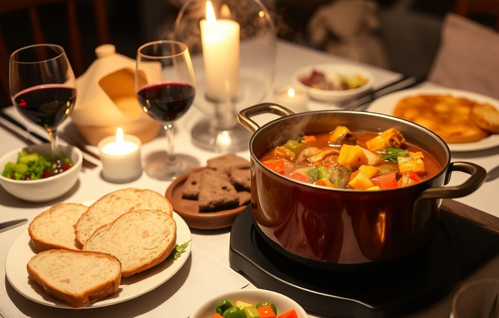 Refeição caseira noturna