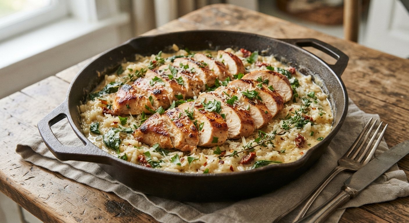 Creamy Garlic Butter Chicken and Rice