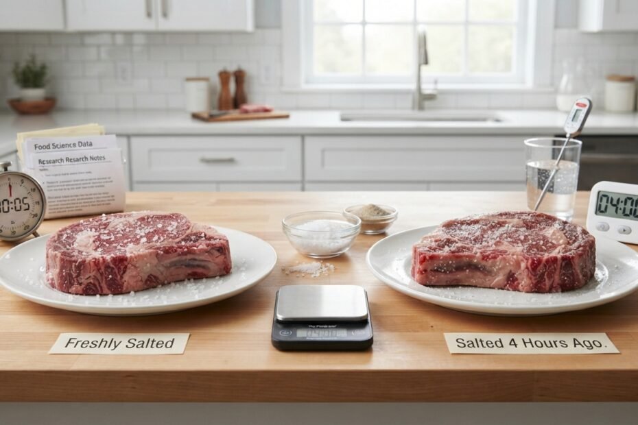 Food Lab experiment comparing two steaks