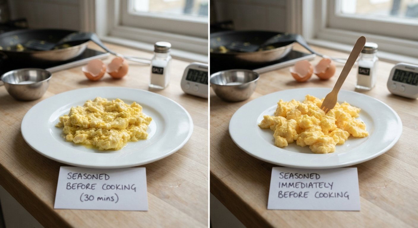 Does Salting Scrambled Eggs Before Cooking Make Them Tough?
